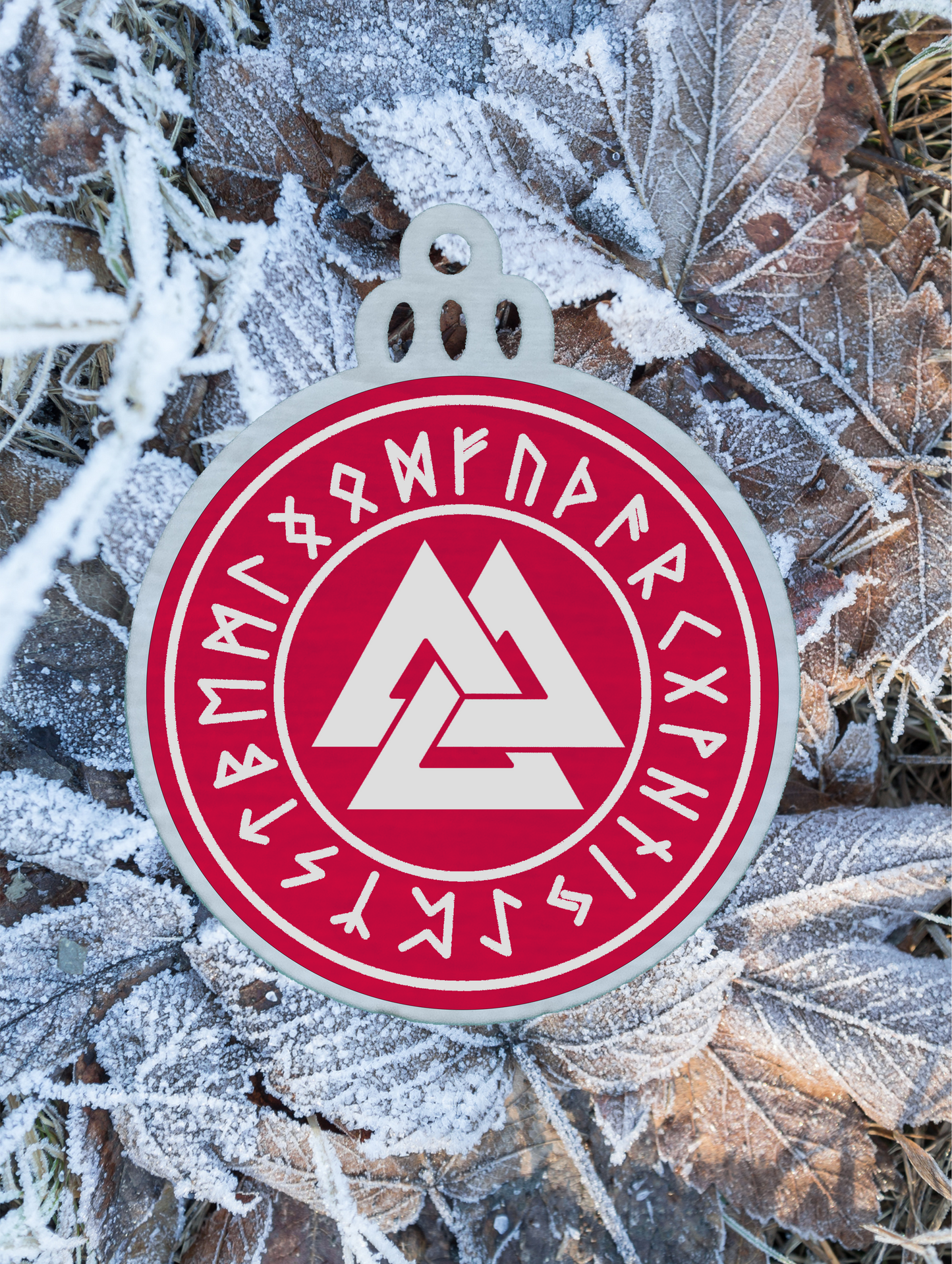 Valknut con cerchio runino. Pallina di natale.