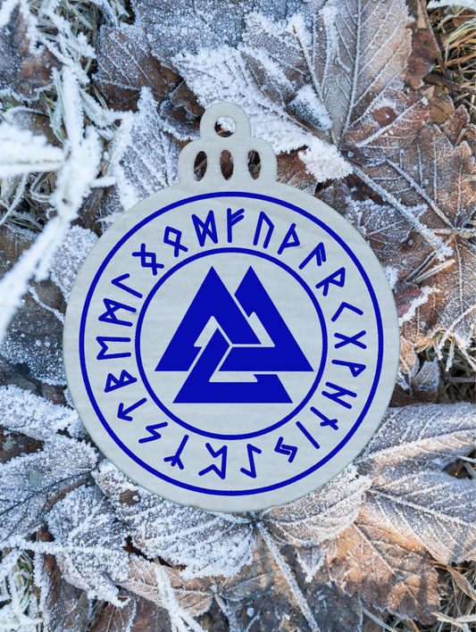 Valknut con cerchio runino. Pallina di natale.